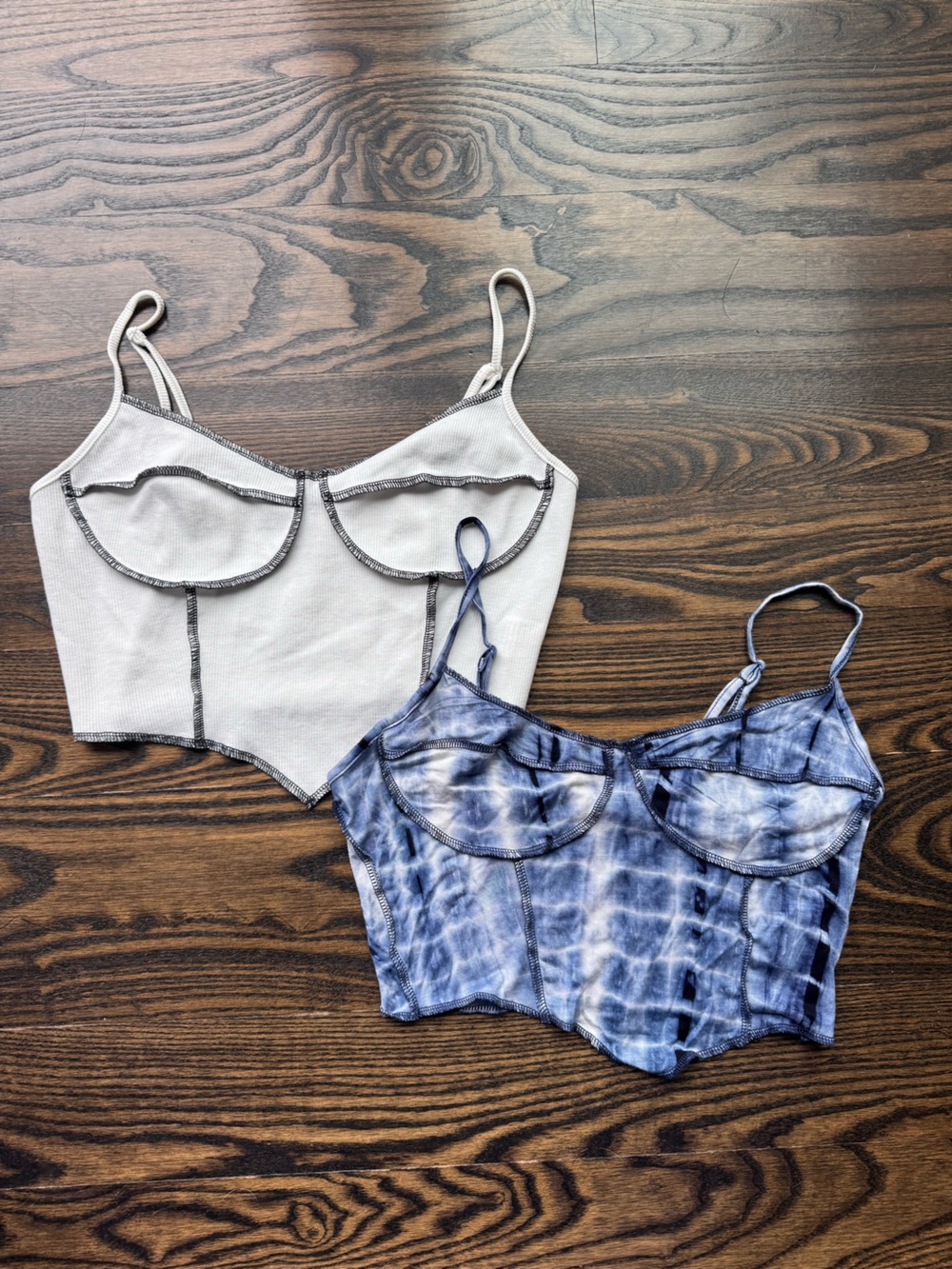 SHEIN Blue Tie-Dye Ribbed Bralette